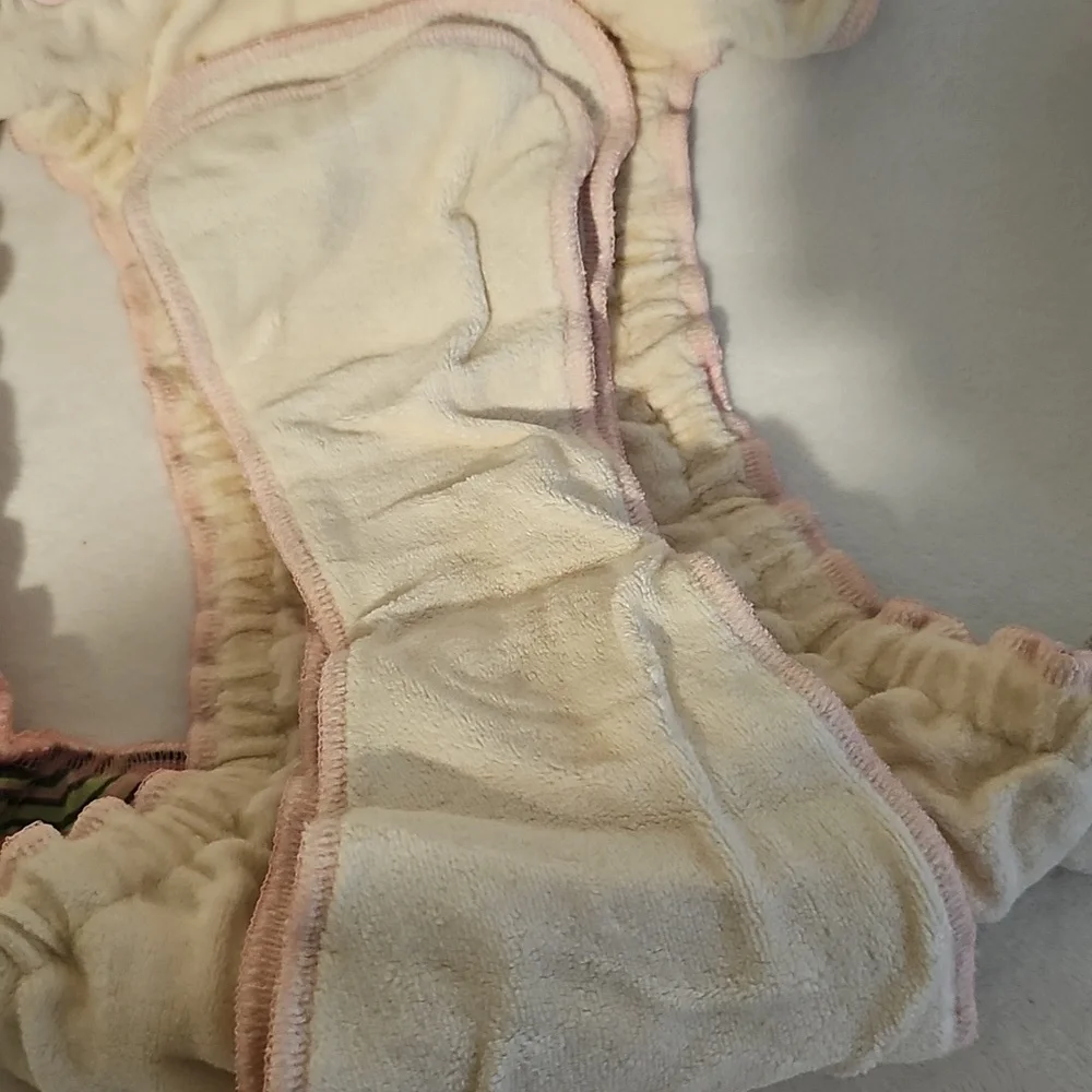 2 Pink and Green cloth Diapers goodmama